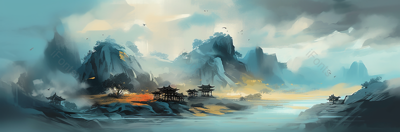乌云暴风雨来临之际淡彩水墨画中国风水墨山水画,插画/手绘图,插画/手绘图库,插画/手绘图下载,插画/手绘